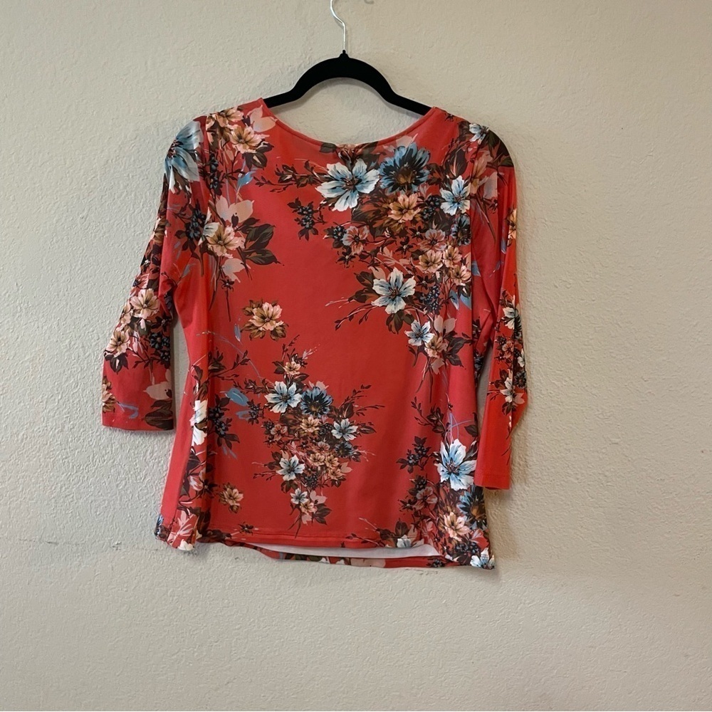 Investments woman floral cowl neck blouse top size Large petite casual fall wear - Picture 3 of 8